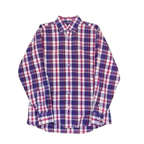 Southern Tide Men's Plaid Button Down Shirt Purple Magneta Blue White Medium - Picture 1 of 8